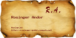 Rosinger Andor névjegykártya